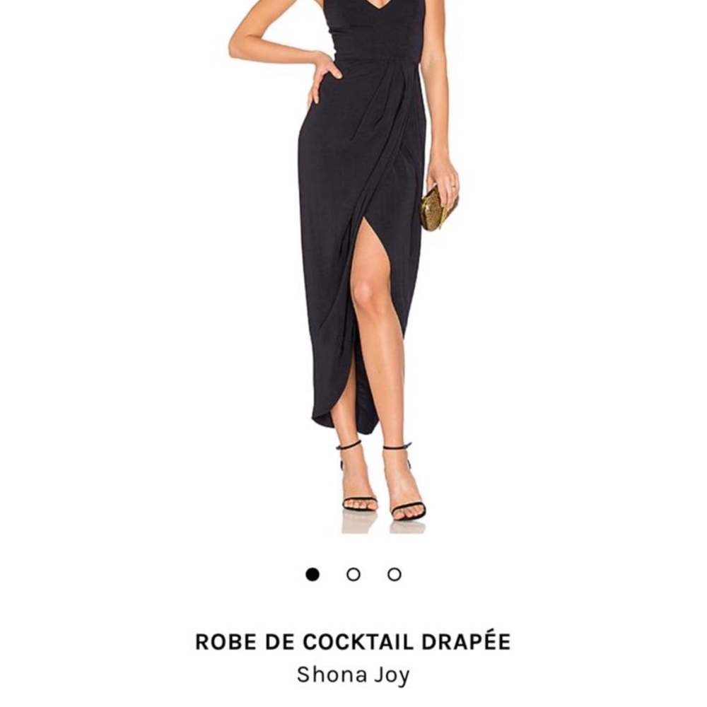Shona Joy Black Asymmetrical Sheath Dress with V-Neck
